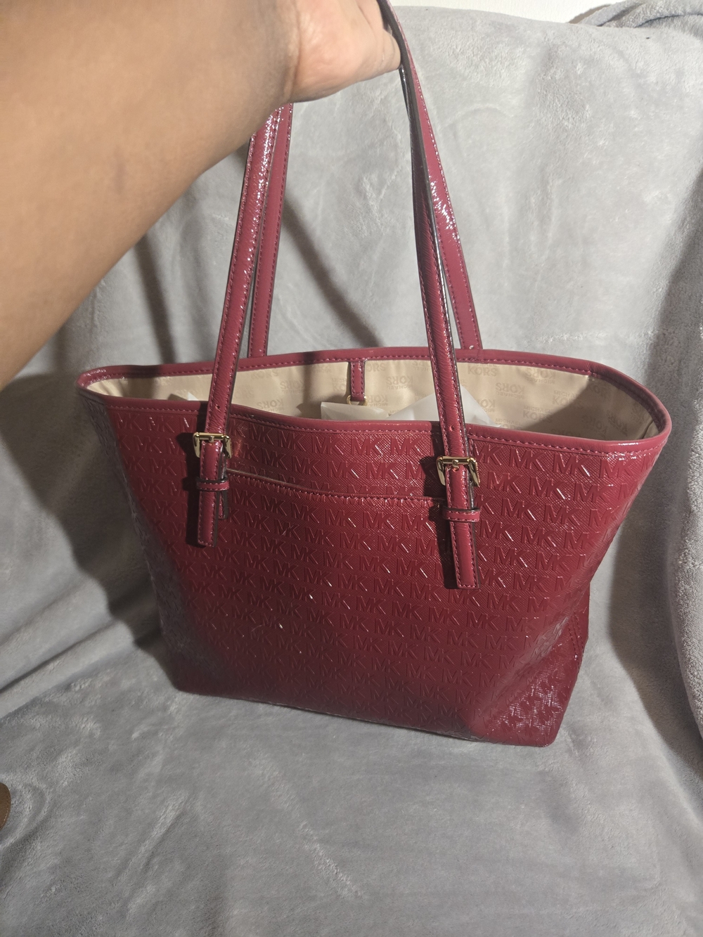 Michael Kors Red Patent Leather Tote Bag